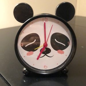 Black and pink panda alarm clock